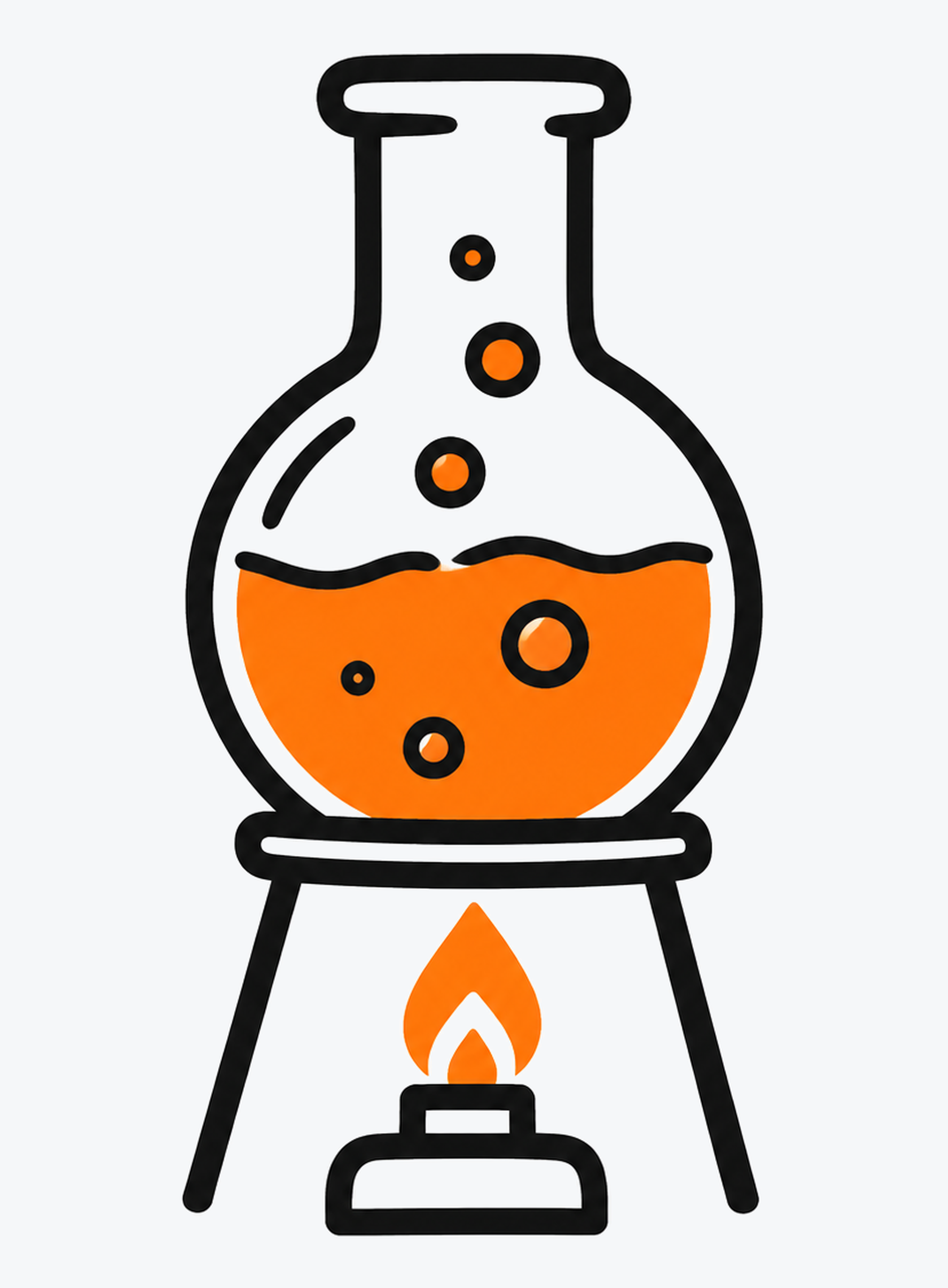 Laboratory flask with orange liquid