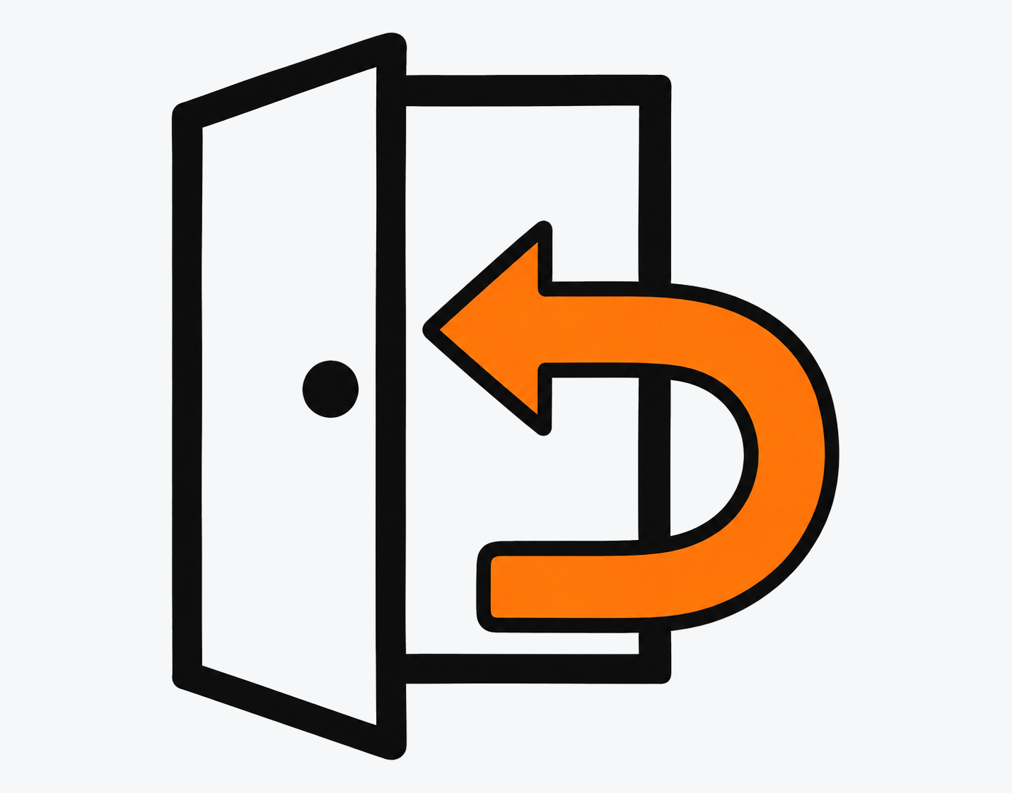 U-turn arrow returning through a door