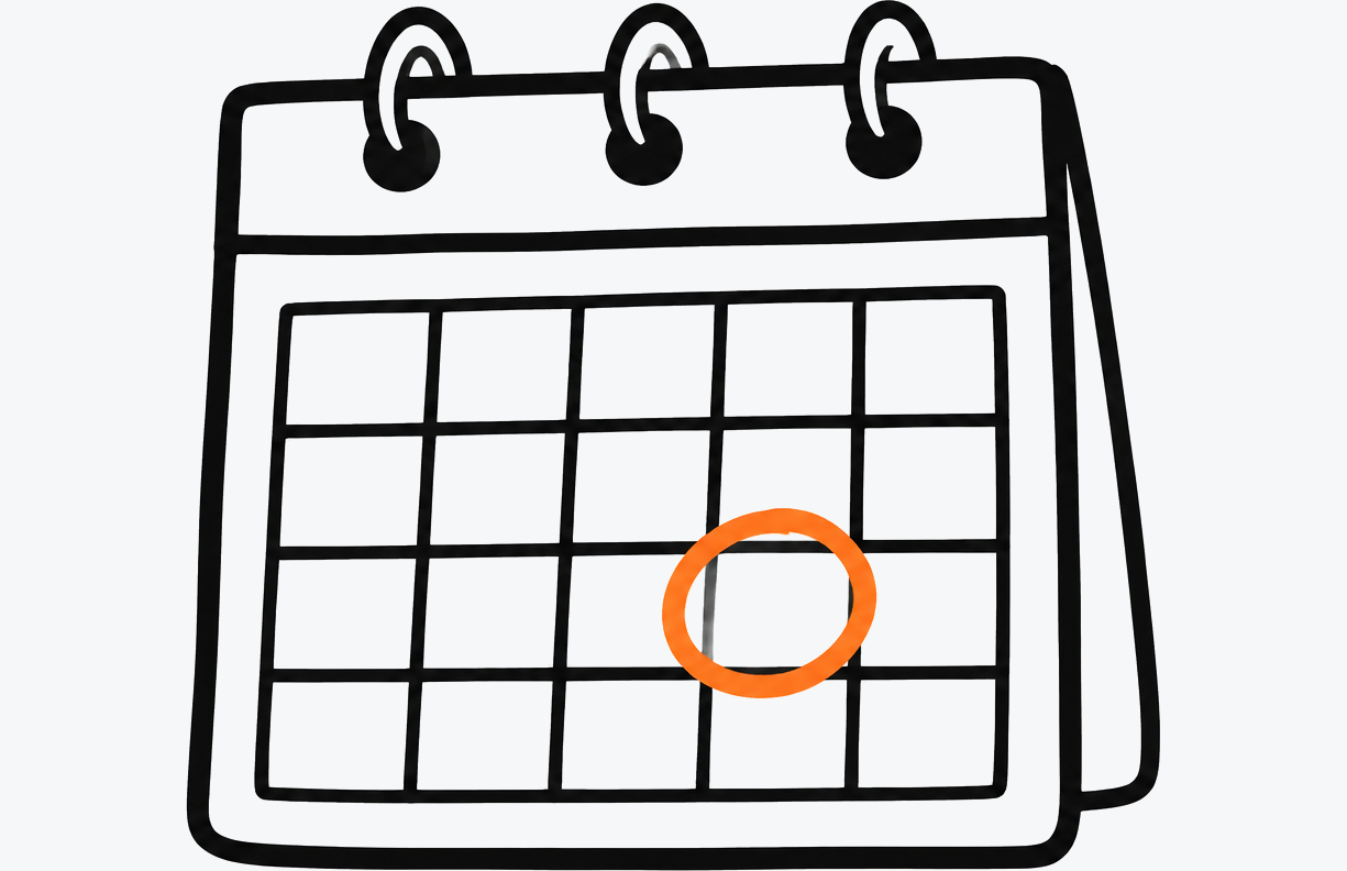 Calendar with one day circled in orange