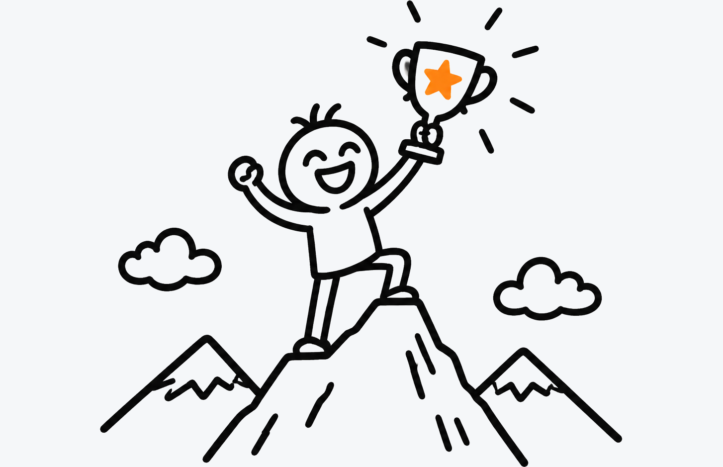 Persona celebrando con un trofeo con estrella naranja