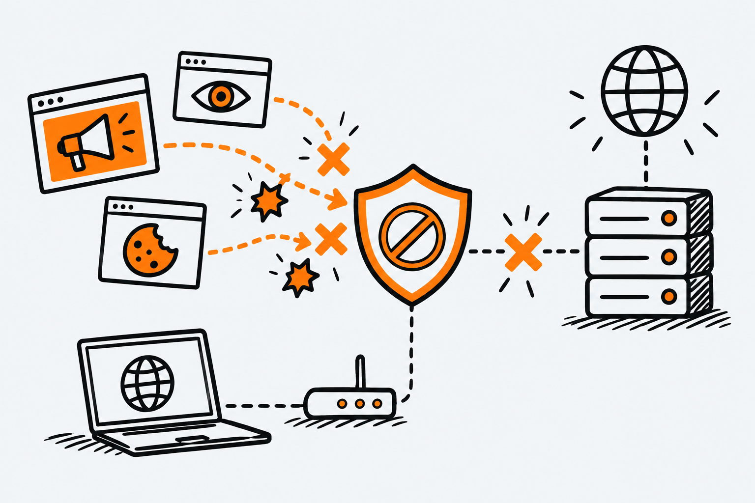Ilustración estilo doodle para la ficha del repositorio AdguardTeam/AdGuardHome.