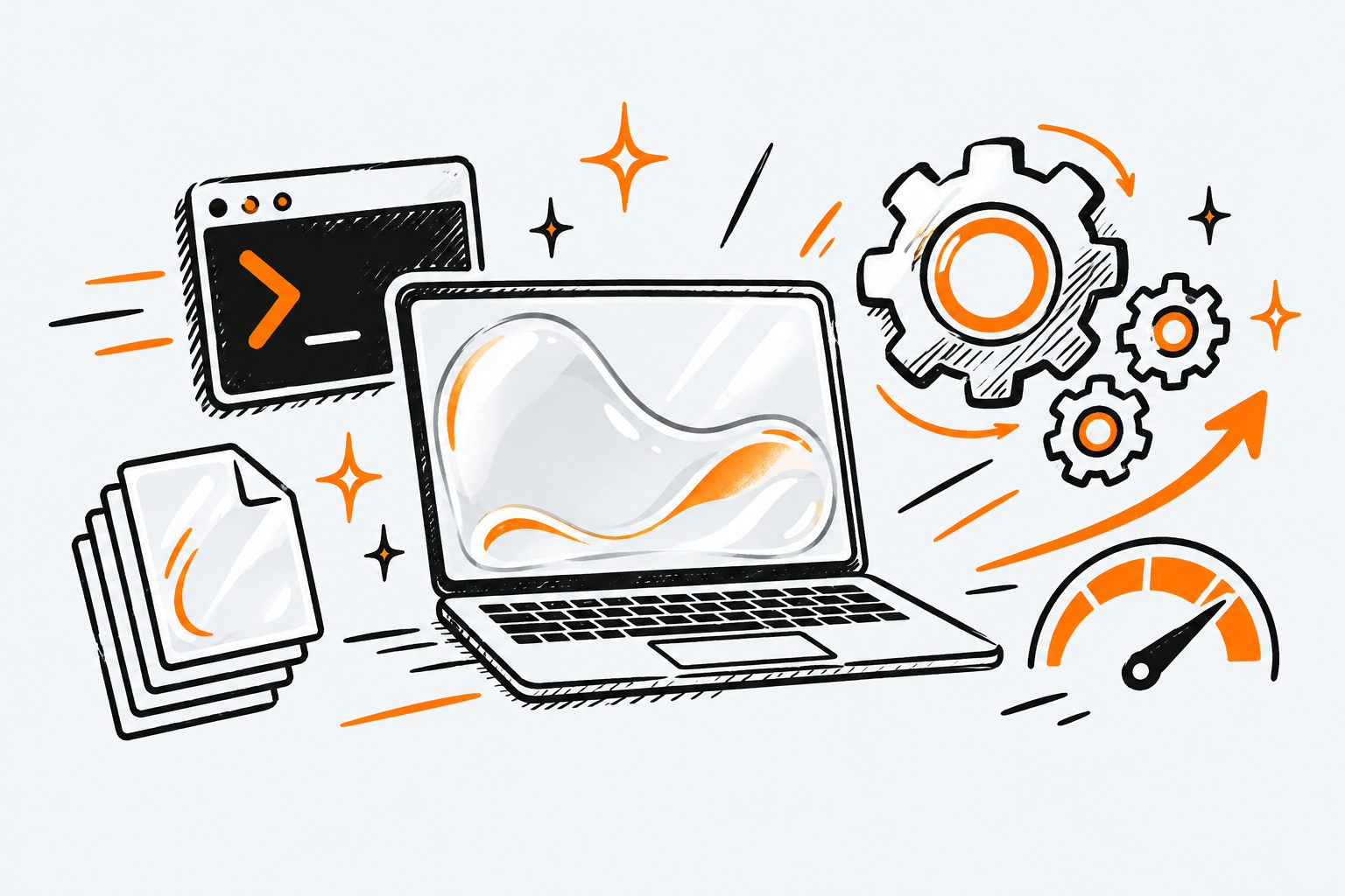 Ilustración estilo doodle para la ficha del repositorio amarnath3003/quickLiquid.