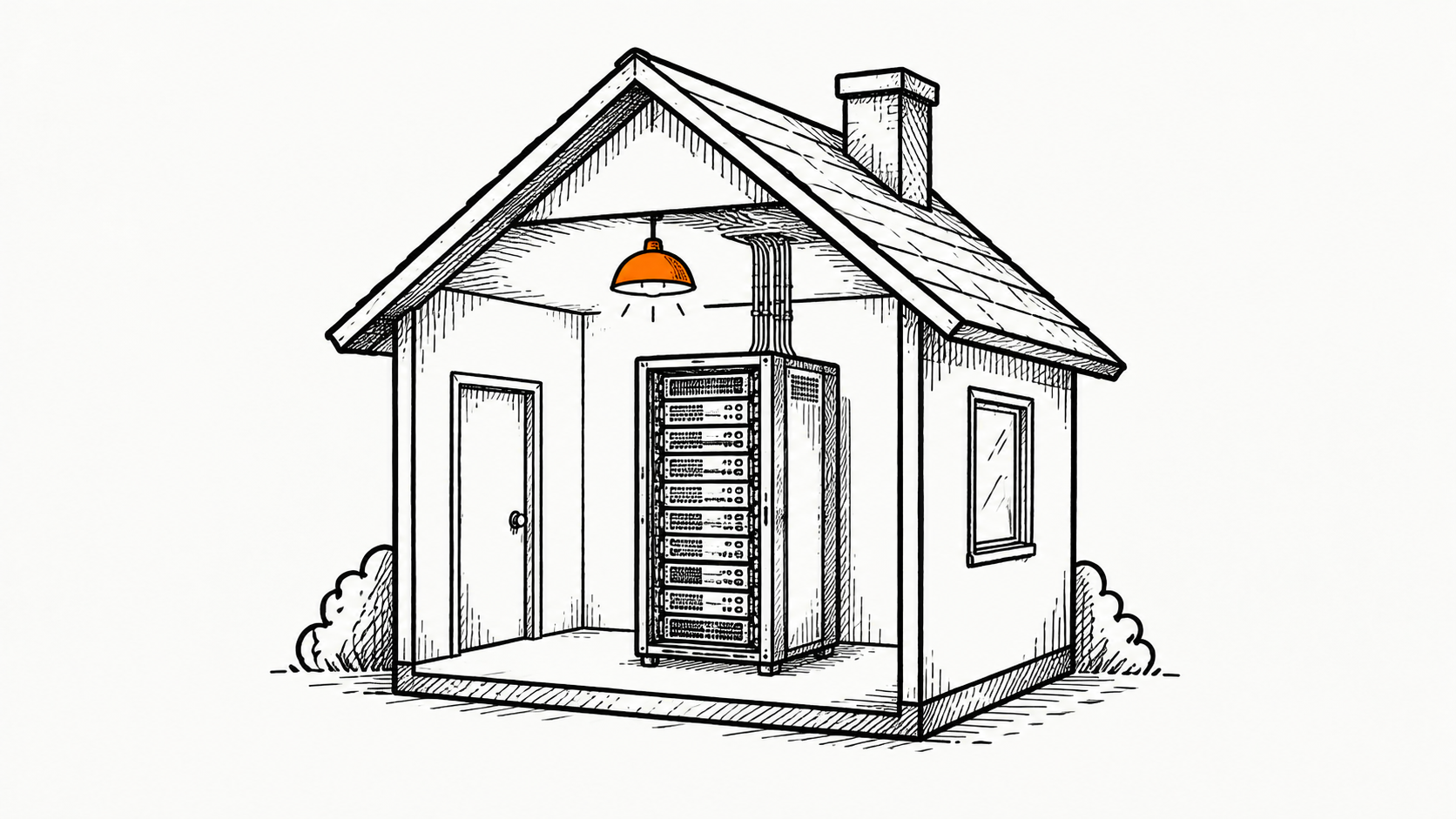 Ilustración estilo doodle para la ficha del repositorio awesome-selfhosted/awesome-selfhosted.