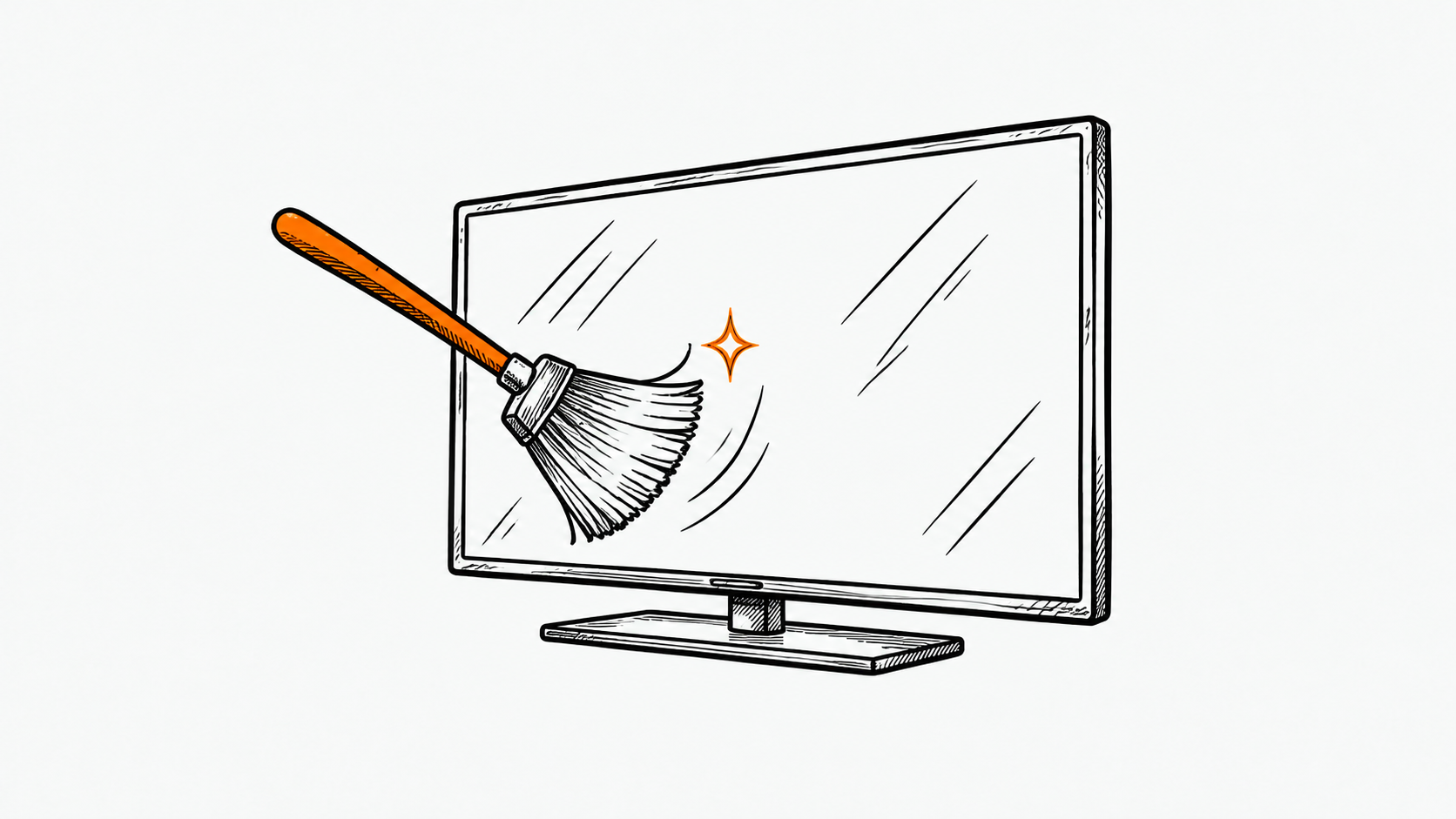 Ilustración estilo doodle para la ficha del repositorio Gathin23/cleanyourtv.