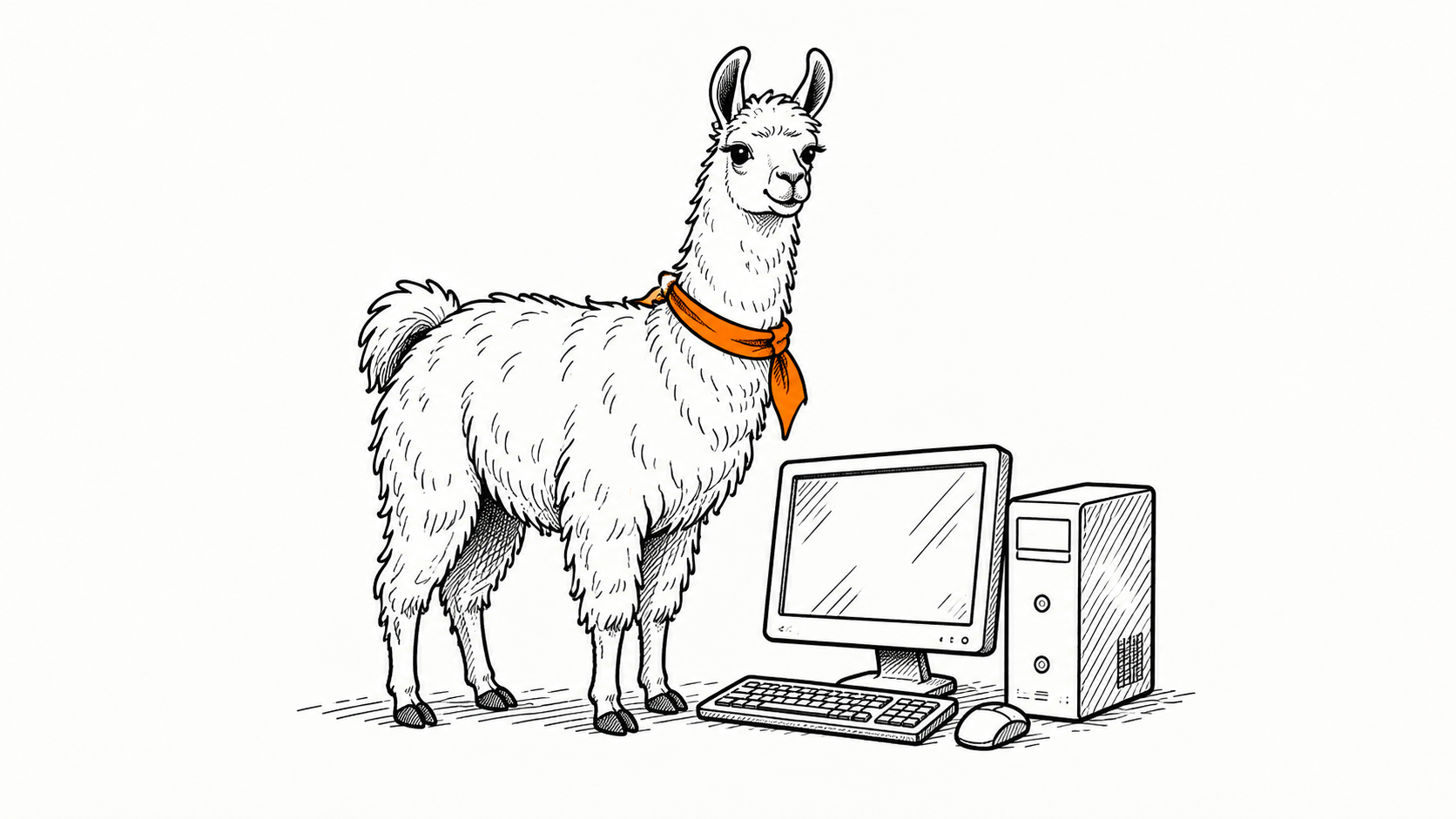 Ilustración estilo doodle para la ficha del repositorio ollama/ollama.