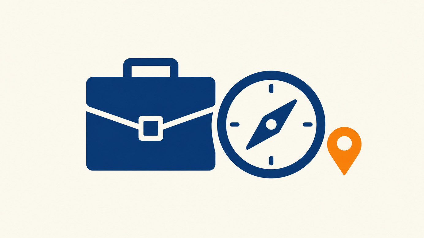 Cover: briefcase and compass