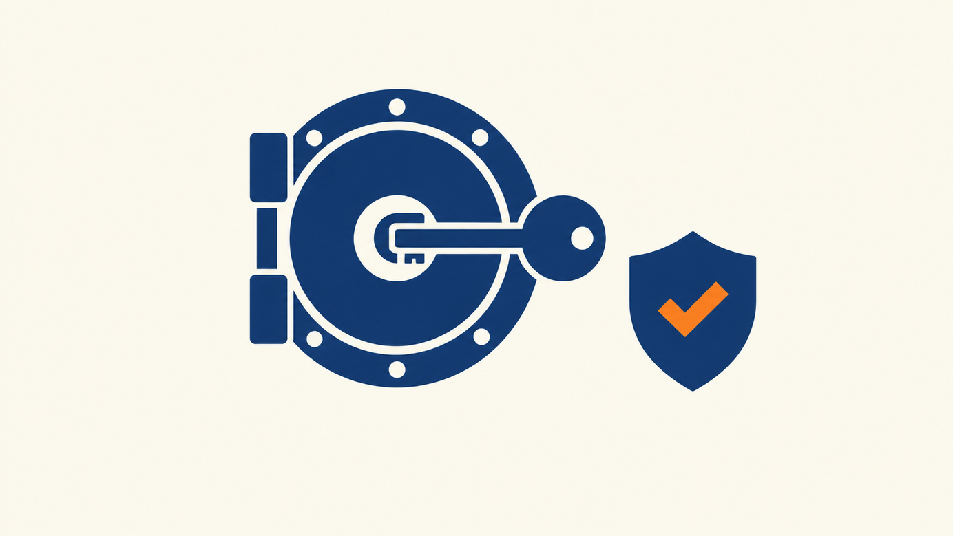 Cover: vault with key and shield