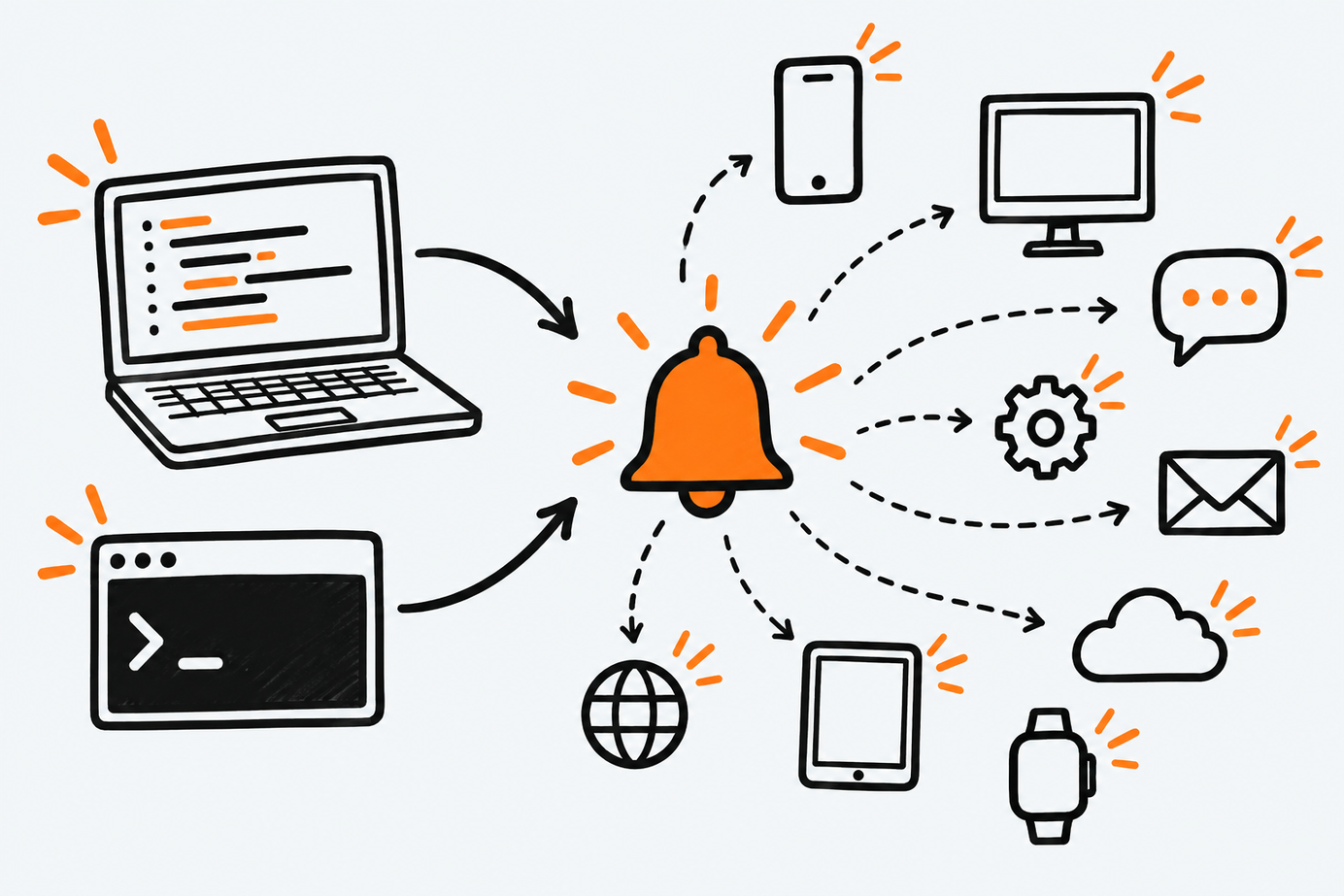 Ilustración estilo doodle para la ficha del repositorio caronc/apprise.