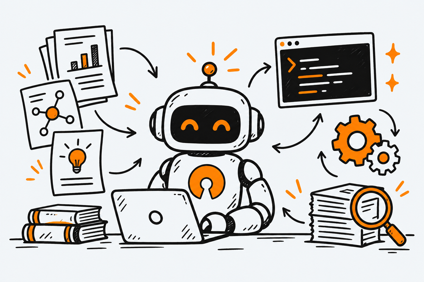 Ilustración estilo doodle para la ficha del repositorio Companion-Inc/feynman.