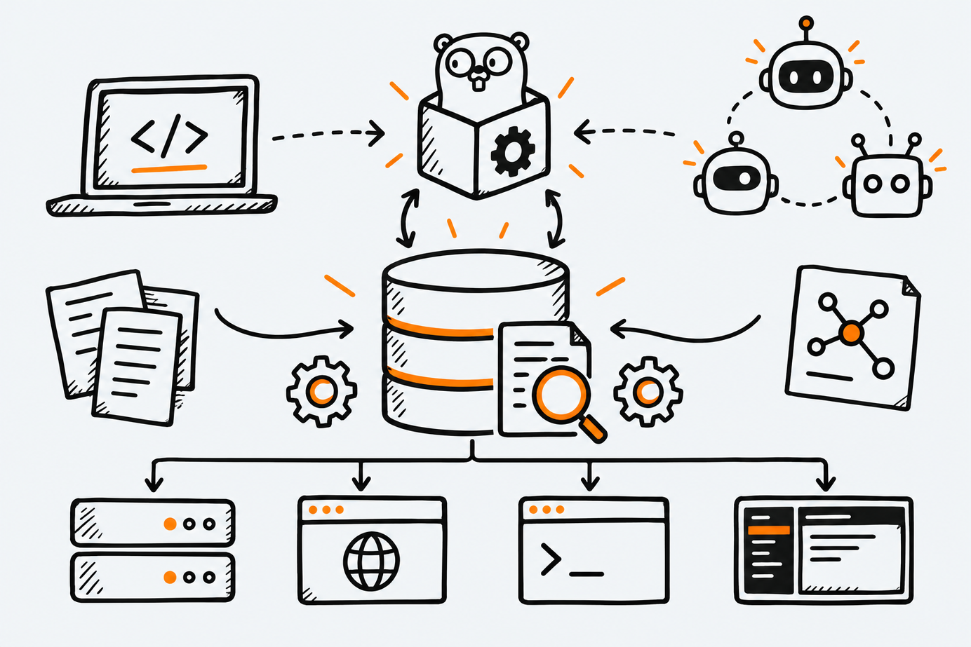 Ilustración estilo doodle para la ficha del repositorio Gentleman-Programming/engram.