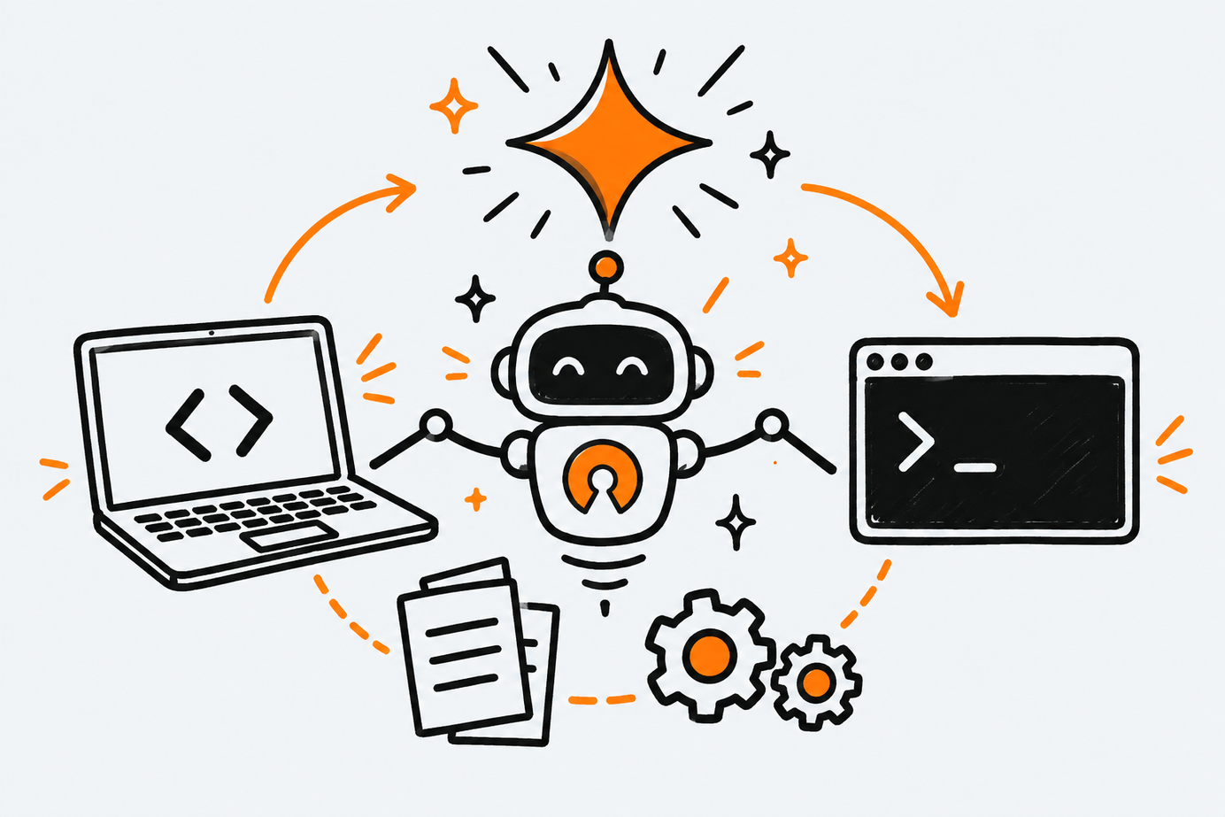 Doodle-style illustration for the google-gemini/gemini-cli repository file.